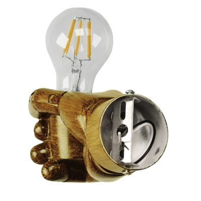 GloboStar® FIST 01138 Μοντέρνο Επιτοίχιο Φωτιστικό Απλίκα Μονόφωτο 1 x E27 IP20 Καφέ Γύψο - Μ15 x Π10 x Υ10cm