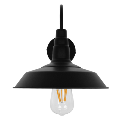 GloboStar® SORD 01065 Vintage Επιτοίχιο Φωτιστικό Απλίκα Μονόφωτο 1 x E27 IP20 Μαύρο Μέταλλο Μ26 x Π37 x Υ32cm