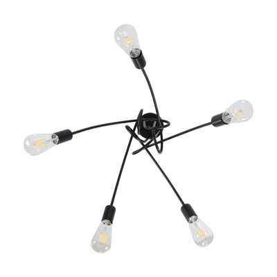 GloboStar® PAULELI 01127 Μοντέρνο Φωτιστικό Οροφής Πλέγμα Πολύφωτο 5 x E27 IP20 Μαύρο Μέταλλο - Μ76 x Π76 x Υ45cm