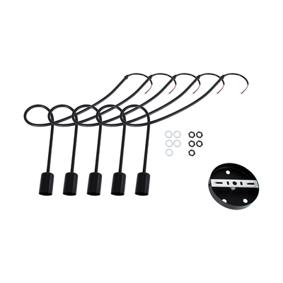 GloboStar® PAULELI 01127 Μοντέρνο Φωτιστικό Οροφής Πλέγμα Πολύφωτο 5 x E27 IP20 Μαύρο Μέταλλο - Μ76 x Π76 x Υ45cm