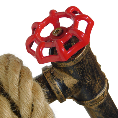 GloboStar® TROUVER 01183 Vintage Επιτοίχιο Φωτιστικό Απλίκα Μονόφωτο 1 x E27 IP20 Μπρούτζινο & Κόκκινο Μέταλλο με Μπεζ Σχοινί Μ14.5 x Π3.3 x Υ16cm