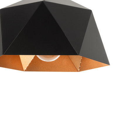GloboStar® HEXAGON 01194 Μοντέρνο Κρεμαστό Φωτιστικό Καμπάνα Μονόφωτο 1 x E27 IP20 Μαύρο & Χρυσό Μέταλλο - Μ25 x Π25 x Υ15cm