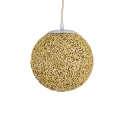 GloboStar® OCEANA 01200 Boho Κρεμαστό Φωτιστικό Μπάλα Μονόφωτο 1 x E27 IP20 Μπεζ Σχοινί - Μ20 x Π20 x Υ20cm