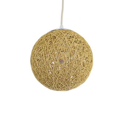 GloboStar® OCEANA 01200 Boho Κρεμαστό Φωτιστικό Μπάλα Μονόφωτο 1 x E27 IP20 Μπεζ Σχοινί - Μ20 x Π20 x Υ20cm
