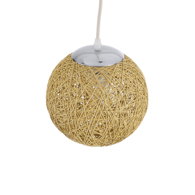 GloboStar® OCEANA 01200 Boho Κρεμαστό Φωτιστικό Μπάλα Μονόφωτο 1 x E27 IP20 Μπεζ Σχοινί - Μ20 x Π20 x Υ20cm