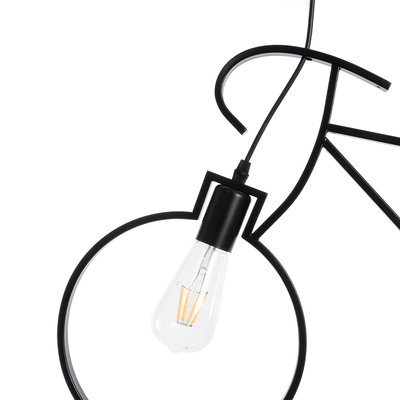 GloboStar® BIKE 01213 Vintage Κρεμαστό Φωτιστικό Φιγούρα Δίφωτο 2 x E27 IP20 Μαύρο Μέταλλο - Μ67 x Π3.5 x Υ41cm