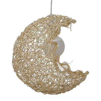 GloboStar® CRESCENT 01222 Vintage Κρεμαστό Φωτιστικό Φιγούρα Μονόφωτο 1 x E27 IP20 Μπεζ Σχοινί - Μ30 x Π20 x Υ35cm