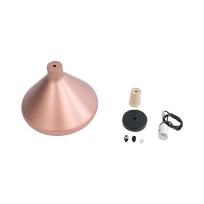 GloboStar® FERCLA 01224 Μοντέρνο Κρεμαστό Φωτιστικό Καμπάνα Μονόφωτο 1 x E27 IP20 Χάλκινο & Λευκό Μέταλλο - Μ27 x Π27 x Υ25cm