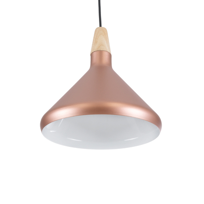 GloboStar® FERCLA 01224 Μοντέρνο Κρεμαστό Φωτιστικό Καμπάνα Μονόφωτο 1 x E27 IP20 Χάλκινο & Λευκό Μέταλλο - Μ27 x Π27 x Υ25cm