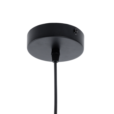 GloboStar® RUHIEL 01233 Μοντέρνο Κρεμαστό Φωτιστικό Καμπάνα Μονόφωτο 1 x E27 IP20 Μαύρο Μέταλλο με Μπεζ Ξύλο - Μ18 x Π18 x Υ12cm