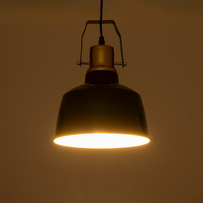 GloboStar® DEVOTA 01235 Vintage Κρεμαστό Φωτιστικό Καμπάνα Μονόφωτο 1 x E27 IP20 Μαύρο & Χρυσό Μέταλλο - Μ22 x Π22 x Υ30cm