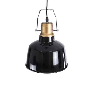 GloboStar® DEVOTA 01235 Vintage Κρεμαστό Φωτιστικό Καμπάνα Μονόφωτο 1 x E27 IP20 Μαύρο & Χρυσό Μέταλλο - Μ22 x Π22 x Υ30cm
