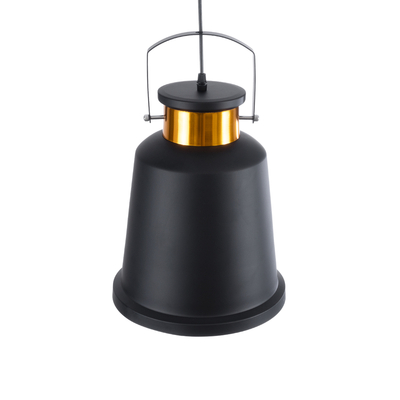 GloboStar® NUNZIATA 01236 Vintage Κρεμαστό Φωτιστικό Καμπάνα Μονόφωτο 1 x E27 IP20 Μαύρο & Χρυσό Μέταλλο - Μ26 x Π26 x Υ40cm
