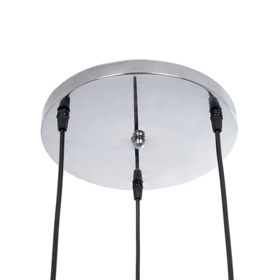 GloboStar® RAINELDA 01246 Μοντέρνο Κρεμαστό Φωτιστικό Πλέγμα Τρίφωτο 3 x E27 IP20 Μαύρο Μέταλλο με Λευκό Γυαλί - Μ60 x Π6 x Υ6cm