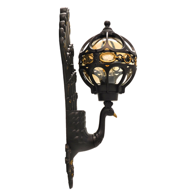 GloboStar® CORNELIA 01250 Vintage Επιτοίχιο Φωτιστικό Απλίκα Μονόφωτο 1 x E27 IP20 Καφέ & Χρυσό Μέταλλο με Μελί Γυαλί - Μ20 x Π32 x Υ55cm