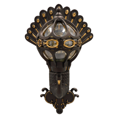 GloboStar® CORNELIA 01250 Vintage Επιτοίχιο Φωτιστικό Απλίκα Μονόφωτο 1 x E27 IP20 Καφέ & Χρυσό Μέταλλο με Μελί Γυαλί - Μ20 x Π32 x Υ55cm