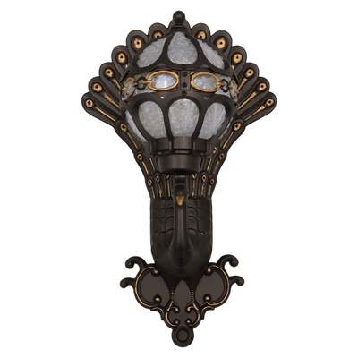 GloboStar® CORNELIA 01250 Vintage Επιτοίχιο Φωτιστικό Απλίκα Μονόφωτο 1 x E27 IP20 Καφέ & Χρυσό Μέταλλο με Μελί Γυαλί - Μ20 x Π32 x Υ55cm