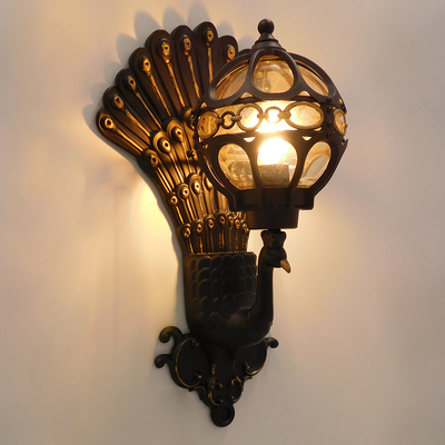 GloboStar® CORNELIA 01250 Vintage Επιτοίχιο Φωτιστικό Απλίκα Μονόφωτο 1 x E27 IP20 Καφέ & Χρυσό Μέταλλο με Μελί Γυαλί - Μ20 x Π32 x Υ55cm