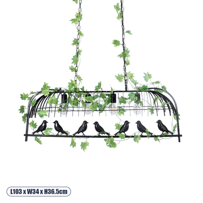 GloboStar® NEST 01255 Vintage Κρεμαστό Φωτιστικό Φιγούρα Πολύφωτο 4 x E27 IP20 Mαύρο Μέταλλο με Πράσινο Πλαστικό - Μ103 x Π34 x Υ36.5cm