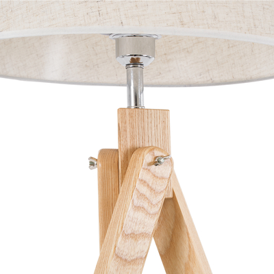 GloboStar® TRIPOD 01263 Μοντέρνο Επιδαπέδιο Φωτιστικό Μονόφωτο 1 x E27 IP20 Μπεζ Ξύλο με Μπεζ Ύφασμα - Μ40 x Π40 x Υ143cm