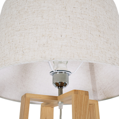 GloboStar® TOWER 01264 Μοντέρνο Επιδαπέδιο Φωτιστικό Μονόφωτο 1 x E27 IP20 Μπεζ Ξύλο με Λευκό Ύφασμα - Μ40 x Π40 x Υ166cm