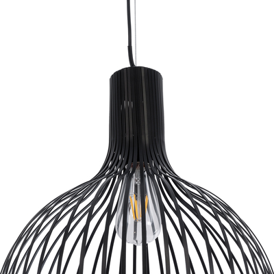 GloboStar® SCANDI 01266 Μοντέρνο Κρεμαστό Φωτιστικό Πλέγμα Μονόφωτο 1 x E27 IP20 Μαύρο Μέταλλο - Μ38 x Π38 x Υ50cm