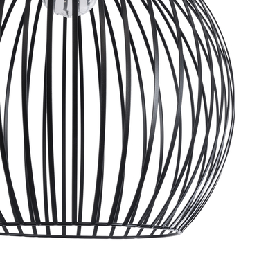 GloboStar® SCANDI 01266 Μοντέρνο Κρεμαστό Φωτιστικό Πλέγμα Μονόφωτο 1 x E27 IP20 Μαύρο Μέταλλο - Μ38 x Π38 x Υ50cm