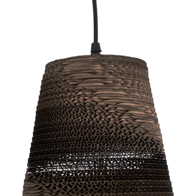 GloboStar® SANTORINI 01294 Boho Κρεμαστό Φωτιστικό Καμπάνα Μονόφωτο 1 x E27 IP20 3D Καφέ Χαρτί - Μ21 x Π21 x Y43cm