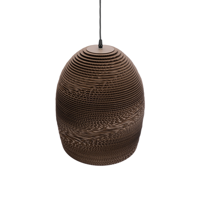 GloboStar® SANTORINI 01296 Boho Κρεμαστό Φωτιστικό Καμπάνα Μονόφωτο 1 x E27 IP20 3D Καφέ Χαρτί - Μ35 x Π35 x Υ40cm