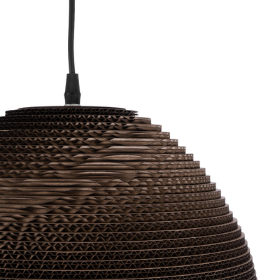 GloboStar® SANTORINI 01296 Boho Κρεμαστό Φωτιστικό Καμπάνα Μονόφωτο 1 x E27 IP20 3D Καφέ Χαρτί - Μ35 x Π35 x Υ40cm