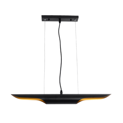 GloboStar® ESTERINA 01304 Μοντέρνο Κρεμαστό Φωτιστικό Ανάρτηση Δίφωτο 2 x E27 IP20 Μαύρο & Χρυσό Μέταλλο - Μ60 x Π6 x Υ6cm