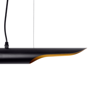 GloboStar® ESTERINA 01304 Μοντέρνο Κρεμαστό Φωτιστικό Ανάρτηση Δίφωτο 2 x E27 IP20 Μαύρο & Χρυσό Μέταλλο - Μ60 x Π6 x Υ6cm