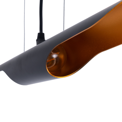 GloboStar® ESTERINA 01304 Μοντέρνο Κρεμαστό Φωτιστικό Ανάρτηση Δίφωτο 2 x E27 IP20 Μαύρο & Χρυσό Μέταλλο - Μ60 x Π6 x Υ6cm