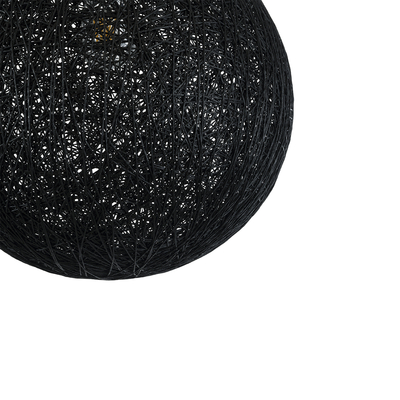 GloboStar® OCEANA 01360 Boho Κρεμαστό Φωτιστικό Μπάλα Μονόφωτο 1 x E27 IP20 Μαύρο Σχοινί - Μ40 x Π40 x Υ40cm