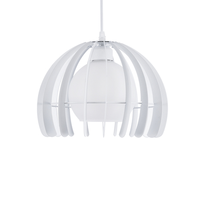 GloboStar® INGLEY 01225 Μοντέρνο Κρεμαστό Φωτιστικό Πλέγμα Μονόφωτο 1 x E27 IP20 Λευκό Μέταλλο με Λευκό Γυαλί - Μ26 x Π26 x Υ21cm