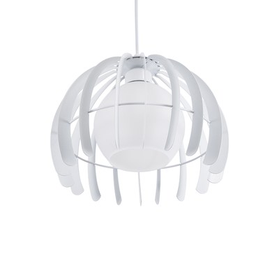 GloboStar® INGLEY 01225 Μοντέρνο Κρεμαστό Φωτιστικό Πλέγμα Μονόφωτο 1 x E27 IP20 Λευκό Μέταλλο με Λευκό Γυαλί - Μ26 x Π26 x Υ21cm