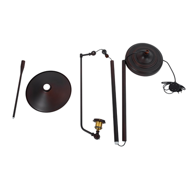 GloboStar® SILENE 01243 Vintage Επιδαπέδιο Φωτιστικό Μονόφωτο 1 x E27 IP20 Μαύρο & Χρυσό Μέταλλο - Μ30 x Π30 x Υ194cm