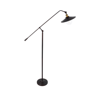 GloboStar® SILENE 01243 Vintage Επιδαπέδιο Φωτιστικό Μονόφωτο 1 x E27 IP20 Μαύρο & Χρυσό Μέταλλο - Μ30 x Π30 x Υ194cm