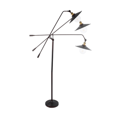 GloboStar® SILENE 01243 Vintage Επιδαπέδιο Φωτιστικό Μονόφωτο 1 x E27 IP20 Μαύρο & Χρυσό Μέταλλο - Μ30 x Π30 x Υ194cm