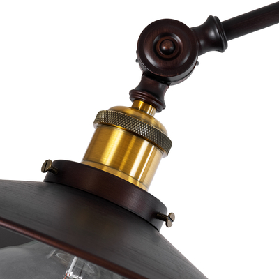 GloboStar® SILENE 01243 Vintage Επιδαπέδιο Φωτιστικό Μονόφωτο 1 x E27 IP20 Μαύρο & Χρυσό Μέταλλο - Μ30 x Π30 x Υ194cm