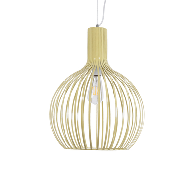 GloboStar® SCANDI 01267 Vintage Κρεμαστό Φωτιστικό Πλέγμα Μονόφωτο 1 x E27 IP20 Μπεζ Μέταλλο - Μ38 x Π38 x Y50cm