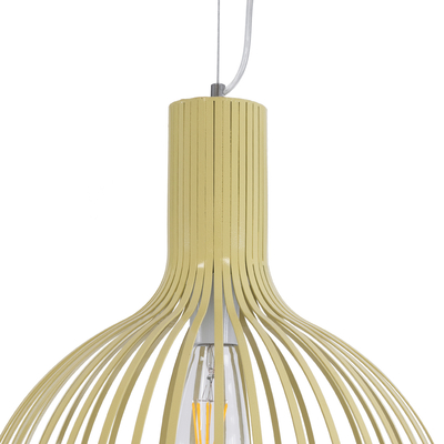 GloboStar® SCANDI 01267 Vintage Κρεμαστό Φωτιστικό Πλέγμα Μονόφωτο 1 x E27 IP20 Μπεζ Μέταλλο - Μ38 x Π38 x Y50cm