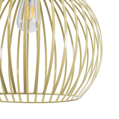 GloboStar® SCANDI 01267 Vintage Κρεμαστό Φωτιστικό Πλέγμα Μονόφωτο 1 x E27 IP20 Μπεζ Μέταλλο - Μ38 x Π38 x Y50cm