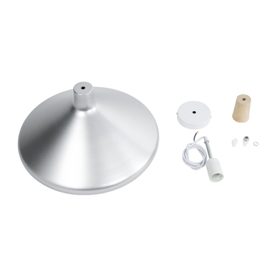 GloboStar® FELICITA 01276 Μοντέρνο Κρεμαστό Φωτιστικό Καμπάνα Μονόφωτο 1 x E27 IP20 Ασημί Μέταλλο με Μπεζ Ξύλο - Μ40 x Π40 x Y30cm