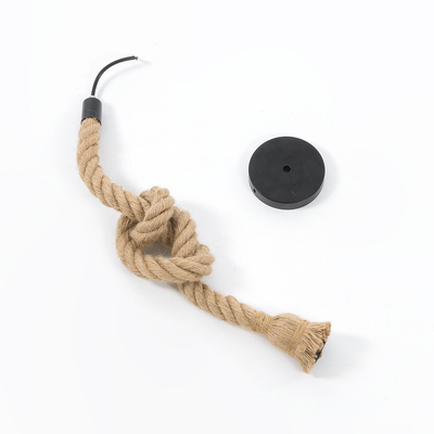 GloboStar® ROPE 01278 Vintage Κρεμαστό Φωτιστικό Ανάρτηση Μονόφωτο 1 x E27 IP20 Μπεζ Σχοινί - Μ3.5 x Π3.5 x Y100cm