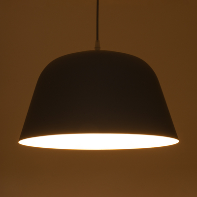 GloboStar® UPVALE 01282 Μοντέρνο Κρεμαστό Φωτιστικό Καμπάνα Μονόφωτο 1 x E27 IP20 Γκρί & Λευκό Μέταλλο - Μ40 x Π40 x Υ24cm