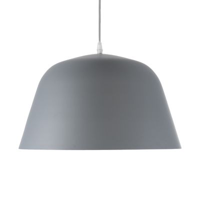 GloboStar® UPVALE 01282 Μοντέρνο Κρεμαστό Φωτιστικό Καμπάνα Μονόφωτο 1 x E27 IP20 Γκρί & Λευκό Μέταλλο - Μ40 x Π40 x Υ24cm