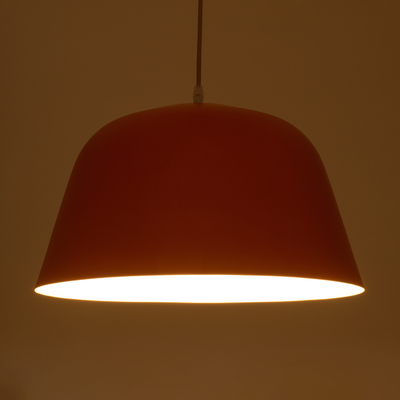 GloboStar® UPVALE 01283 Μοντέρνο Κρεμαστό Φωτιστικό Καμπάνα Μονόφωτο 1 x E27 IP20 Πορτοκαλί & Λευκό Μέταλλο - Μ40 x Π40 x Υ24cm