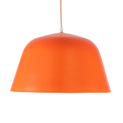 GloboStar® UPVALE 01283 Μοντέρνο Κρεμαστό Φωτιστικό Καμπάνα Μονόφωτο 1 x E27 IP20 Πορτοκαλί & Λευκό Μέταλλο - Μ40 x Π40 x Υ24cm