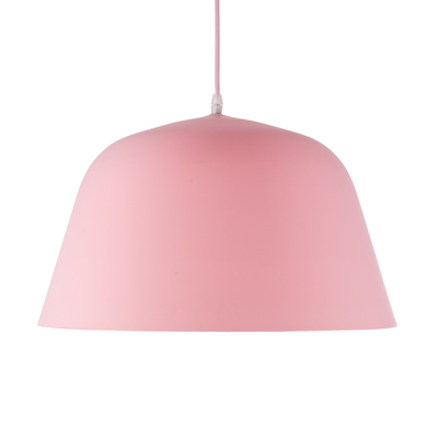 GloboStar® UPVALE 01284 Μοντέρνο Κρεμαστό Φωτιστικό Καμπάνα Μονόφωτο 1 x E27 IP20 Ροζ & Λευκό Μέταλλο - Μ40 x Π40 x Υ24cm